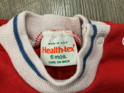 Healthtex Romper Size 6mo Red Textured Knit Airplane Vintage