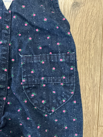 oshkosh b'gosh girls vintage Blue Floral Overalls 6-9 Mo Vestbak