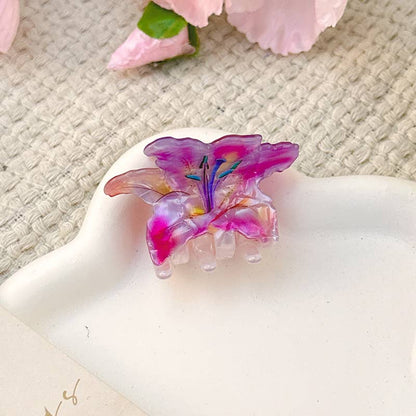 Bauhinia - Inspired Acetate Flower Hair Clips for Summer: Colorful-Purple