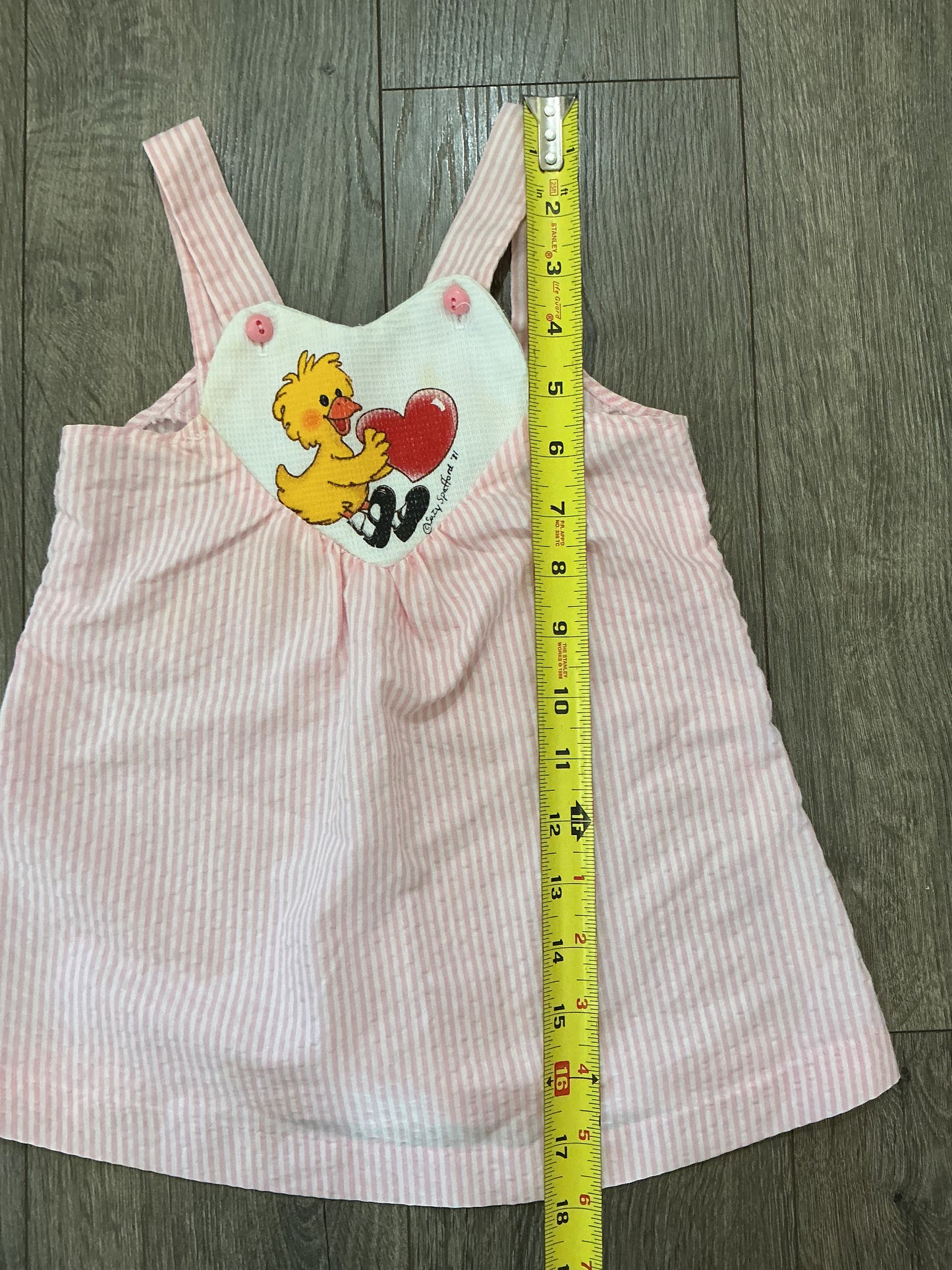 vintage Susie‘s zoo girls dress size 2T pink and white stripes heart￼￼￼