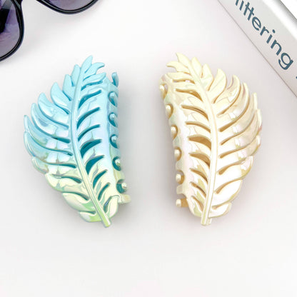 Candy Color Gradient Leaf Hair Clip: YellowPurple