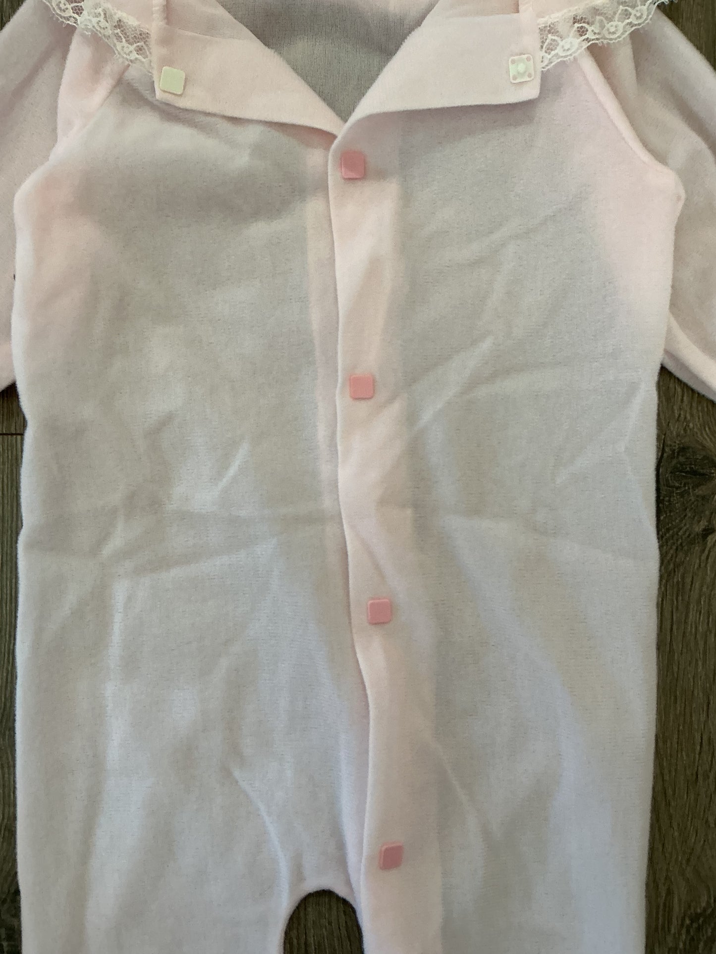 pink one piece, sleepwear lace kids girls 3T romper button up vintage￼