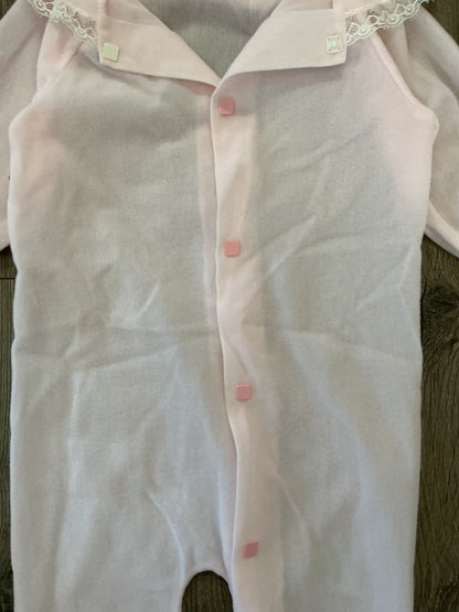 pink one piece, sleepwear lace kids girls 3T romper button up vintage￼