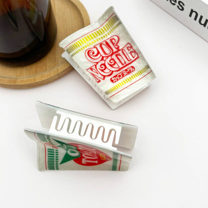 Japanese Cup Noodle Hair Claw Clip, Cute Food Hair Clip: B
