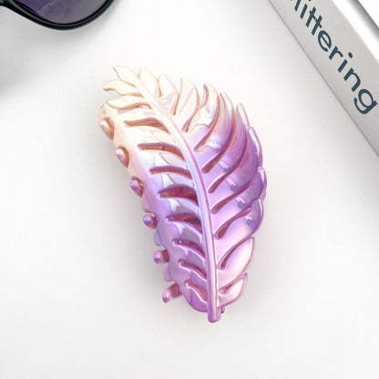 Candy Color Gradient Leaf Hair Clip: YellowPurple