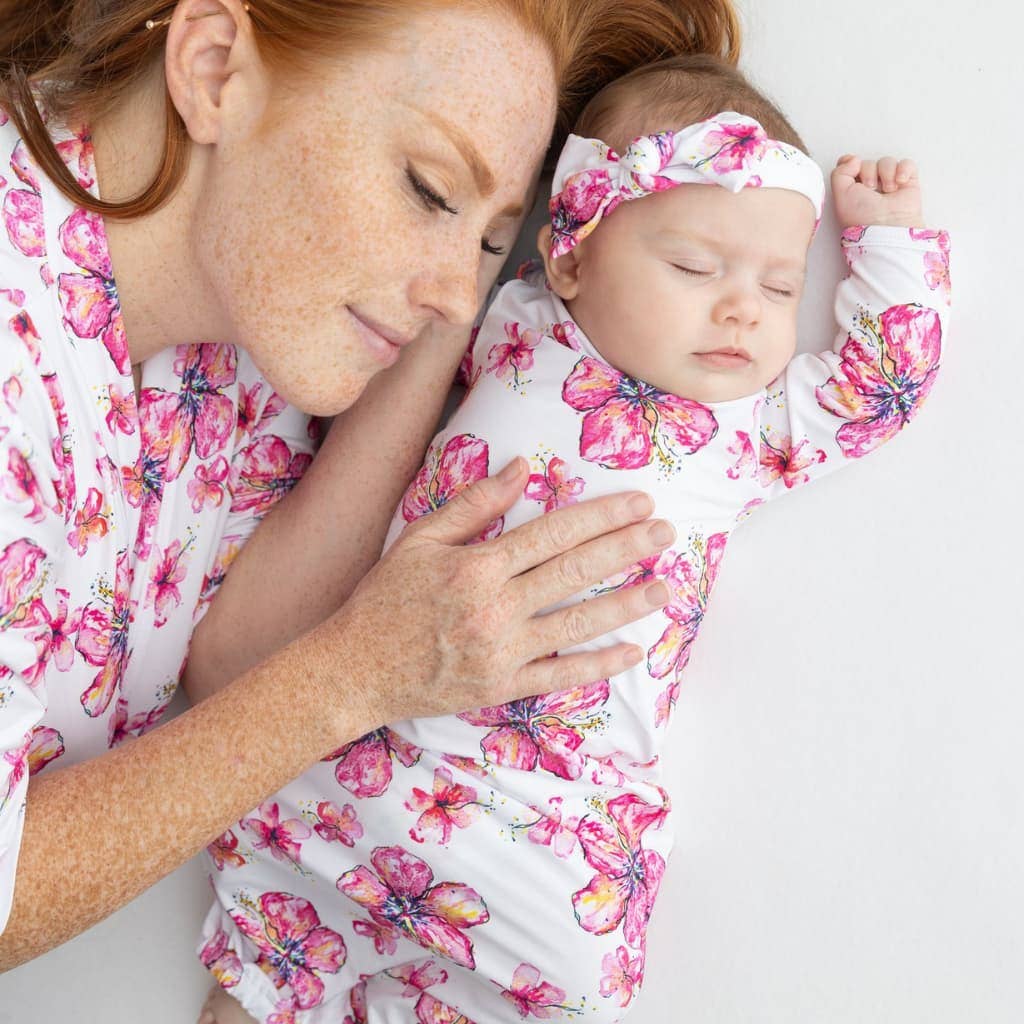 Hibiscus Kiss Bamboo Layette Gown: 3-6M