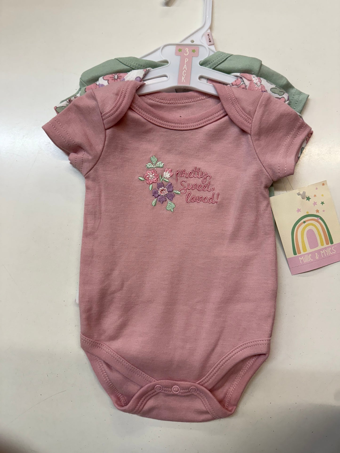 New Millie & Myles Bodysuits 3pk, 0-3m