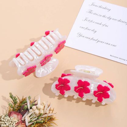 Hibiscus Claw Clip: White