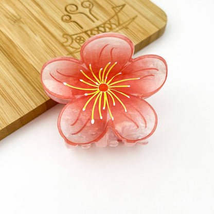 Sweet Plum Blossom Hair Claw Clip, Vacation Hair Clip: Red