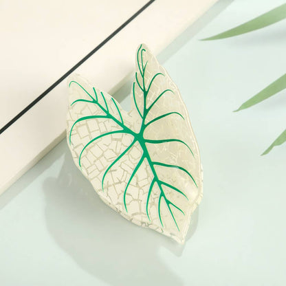Tropical Leaf-Shape Botanical Acetate Hair Claw Clip: Pink