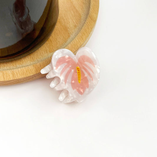 Anthurium Leaf Hair Claw Clip: White-mini clip