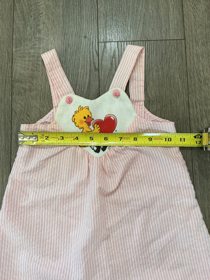 vintage Susie‘s zoo girls dress size 2T pink and white stripes heart￼￼￼