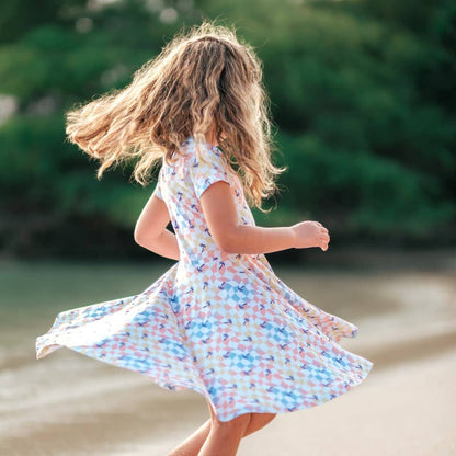 Sunset Checker Bamboo T-Shirt Dress: 4T