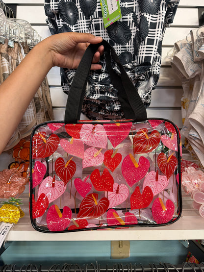 12” Clear Zip Bag, Anthurium