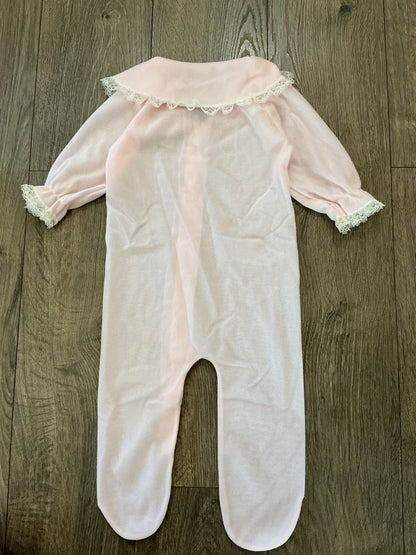 pink one piece, sleepwear lace kids girls 3T romper button up vintage￼