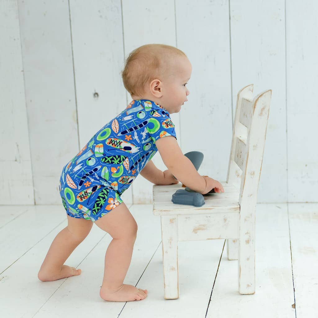 Beach Day Shortie Bamboo Romper: 0-6M
