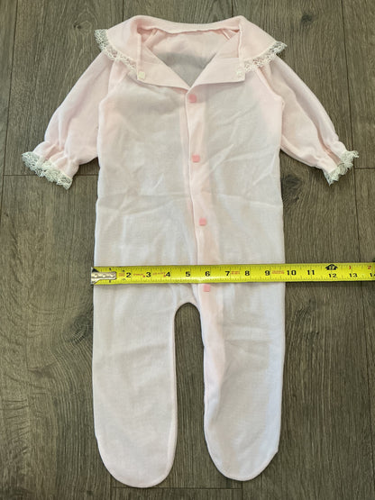 pink one piece, sleepwear lace kids girls 3T romper button up vintage￼