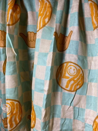 Muslin Swaddle Blanket - Checkered Mint Aloha