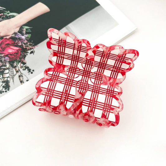 Palaka Quilt  Hair Claw Clip: Red