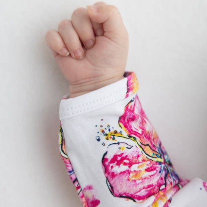 Hibiscus Kiss Bamboo Layette Gown: 0-3M