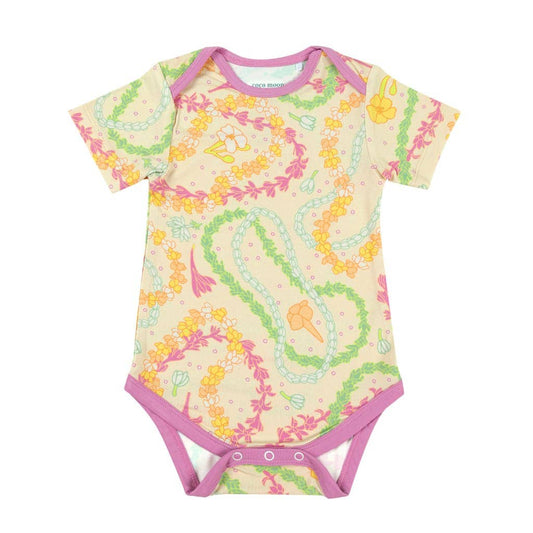 Lei Day in Sand Bamboo Onesie: 0-6M