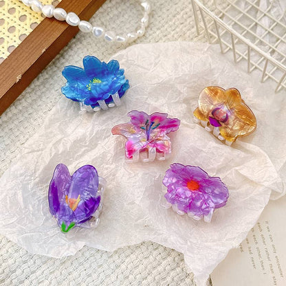 Bauhinia - Inspired Acetate Flower Hair Clips for Summer: Colorful-Purple