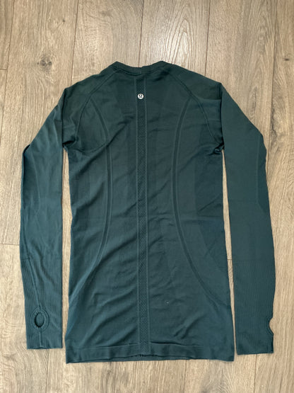 Lululemon Swift Stride Shirt Womens Small Long Green Sleeve Seamless Thumbholes