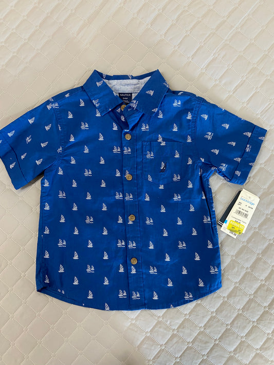 Nautica Blue Collared Shirt, 24m
