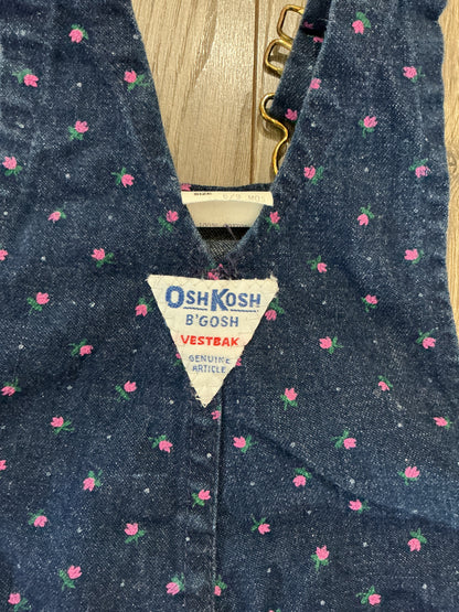 oshkosh b'gosh girls vintage Blue Floral Overalls 6-9 Mo Vestbak