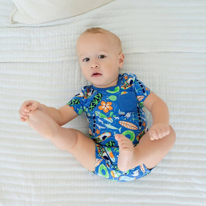 Beach Day Shortie Bamboo Romper: 0-6M