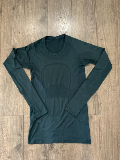 Lululemon Swift Stride Shirt Womens Small Long Green Sleeve Seamless Thumbholes