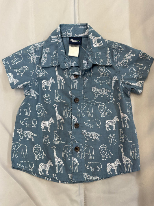Blue Animal Button Up, 12m