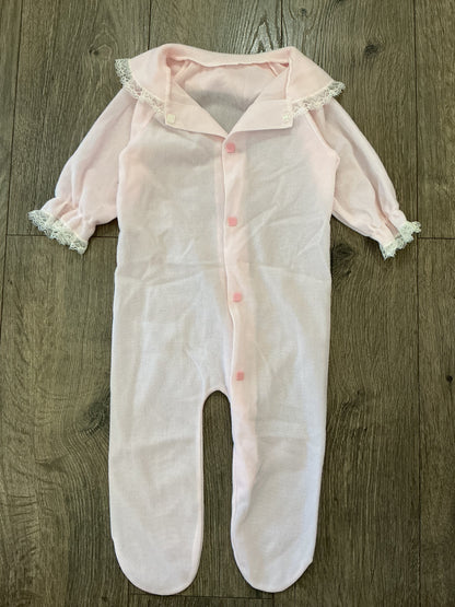 pink one piece, sleepwear lace kids girls 3T romper button up vintage￼