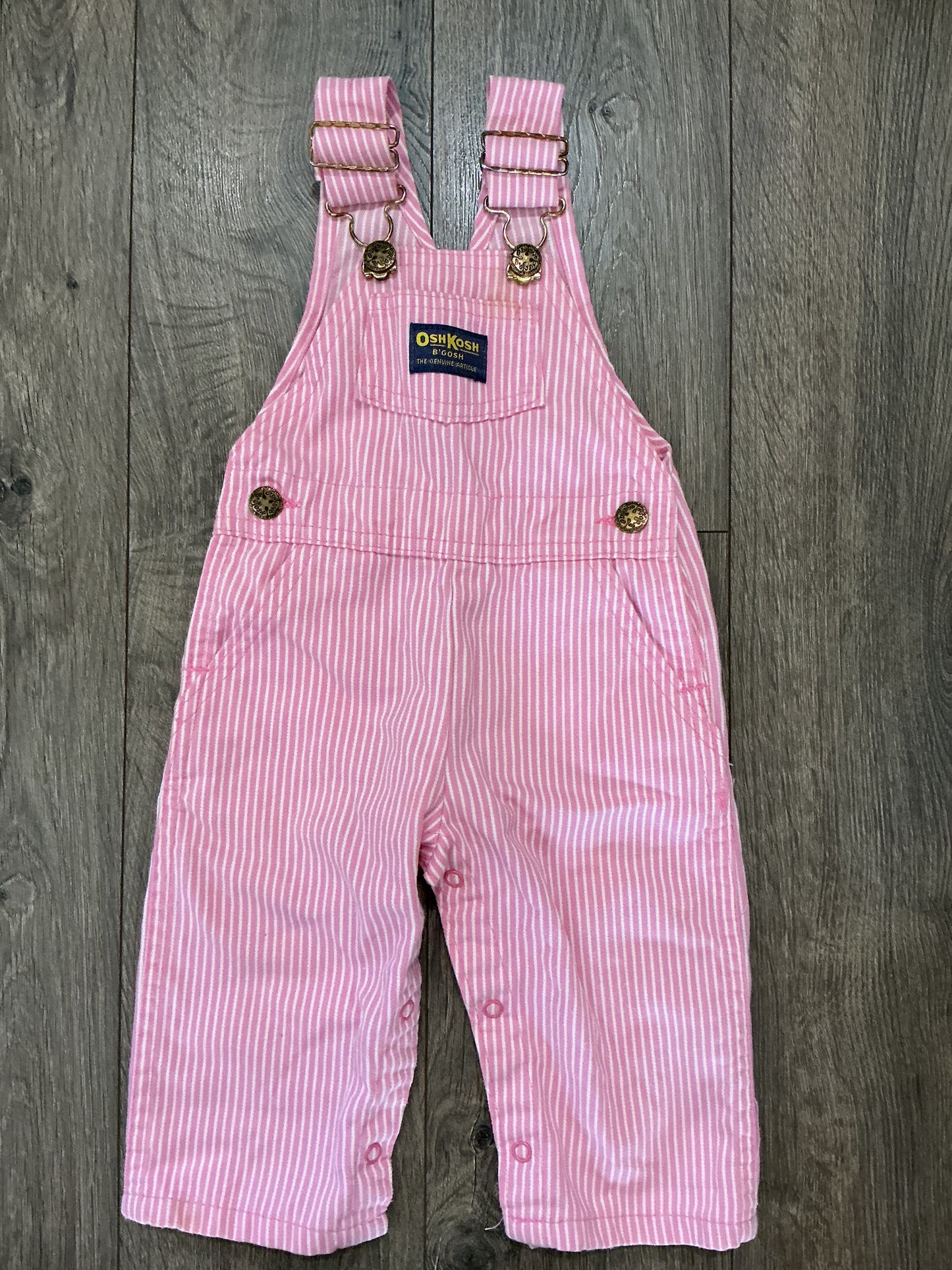 Vintage Oshkosh B'Gosh Vestbak Pink Stripe Bibs Overalls 12 Months rare