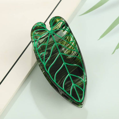Tropical Leaf-Shape Botanical Acetate Hair Claw Clip: Pink
