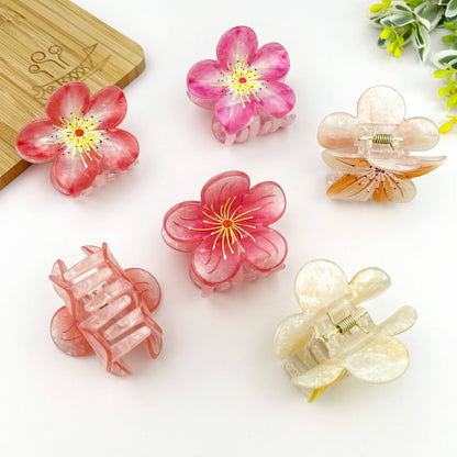 Sweet Plum Blossom Hair Claw Clip, Vacation Hair Clip: Red