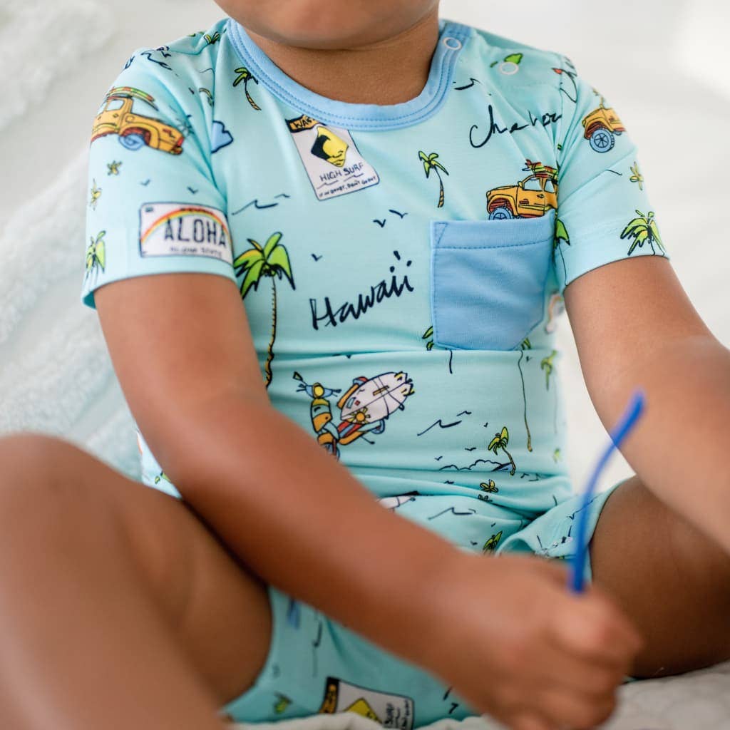 We Go Holoholo Shortie Bamboo Romper: 0-6M