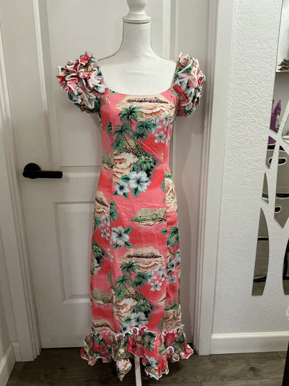 NWOT KY‘S Hawaii Vintage Hawaiian Ruffle Dress, XXL