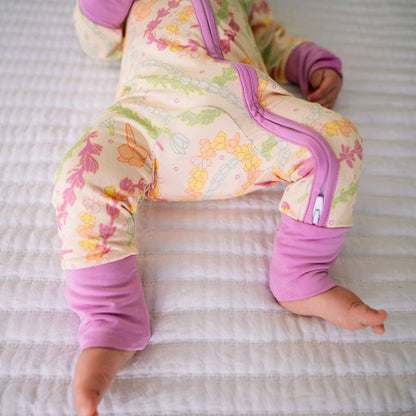 Lei Day in Sand Bamboo Coverall: 6-9M