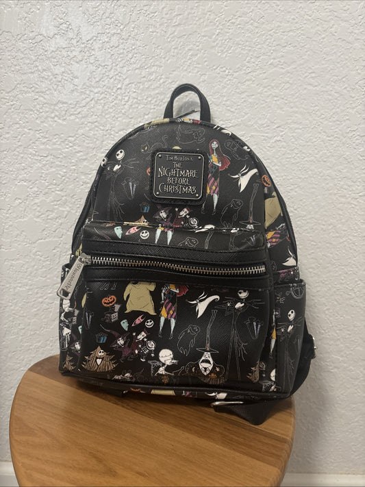 Loungefly Nightmare Before Christmas Tim Burton Mini Backpack Blackallover print
