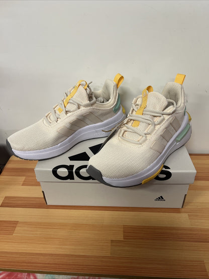 Adidas Racer TR23 Womens Mesh Athletic Shoes Sneakers, Cream Yellow Mint Size 5