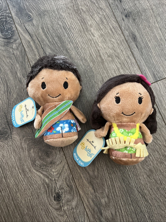 Hallmark Itty Bittys Disney Hula Girl & Hula Boy Limited Edition 4.5” Plush Set