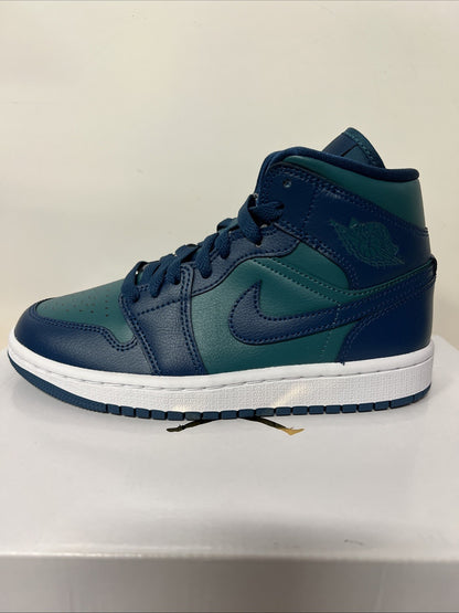 Nike Air Jordan 1 Mid Sky J Teal Blue White Sneakers BQ6472-301 Womens Size 5