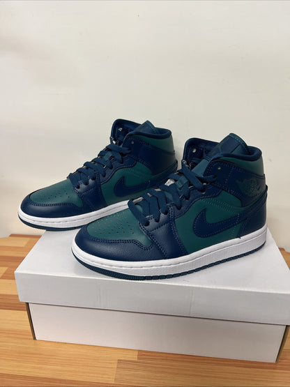 Nike Air Jordan 1 Mid Sky J Teal Blue White Sneakers BQ6472-301 Womens Size 5