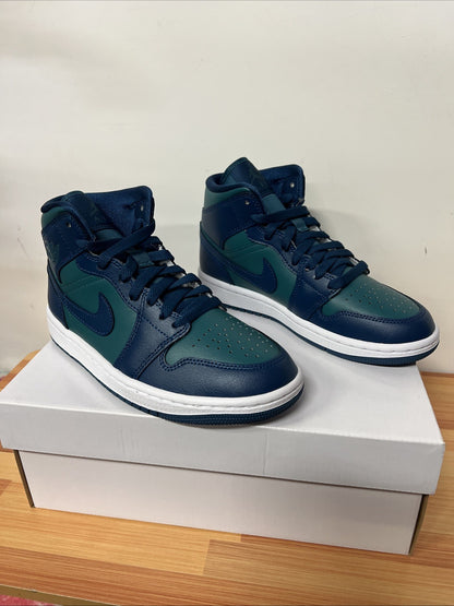 Nike Air Jordan 1 Mid Sky J Teal Blue White Sneakers BQ6472-301 Womens Size 5