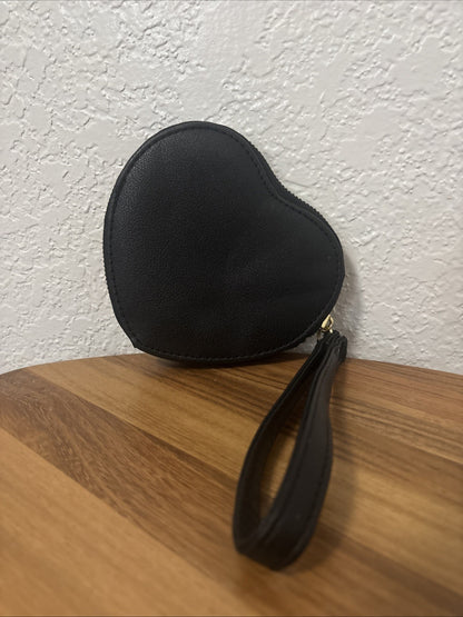 Juicy Couture Heart Wristlet Wallet Black Pretty Bow Heart New Sealed