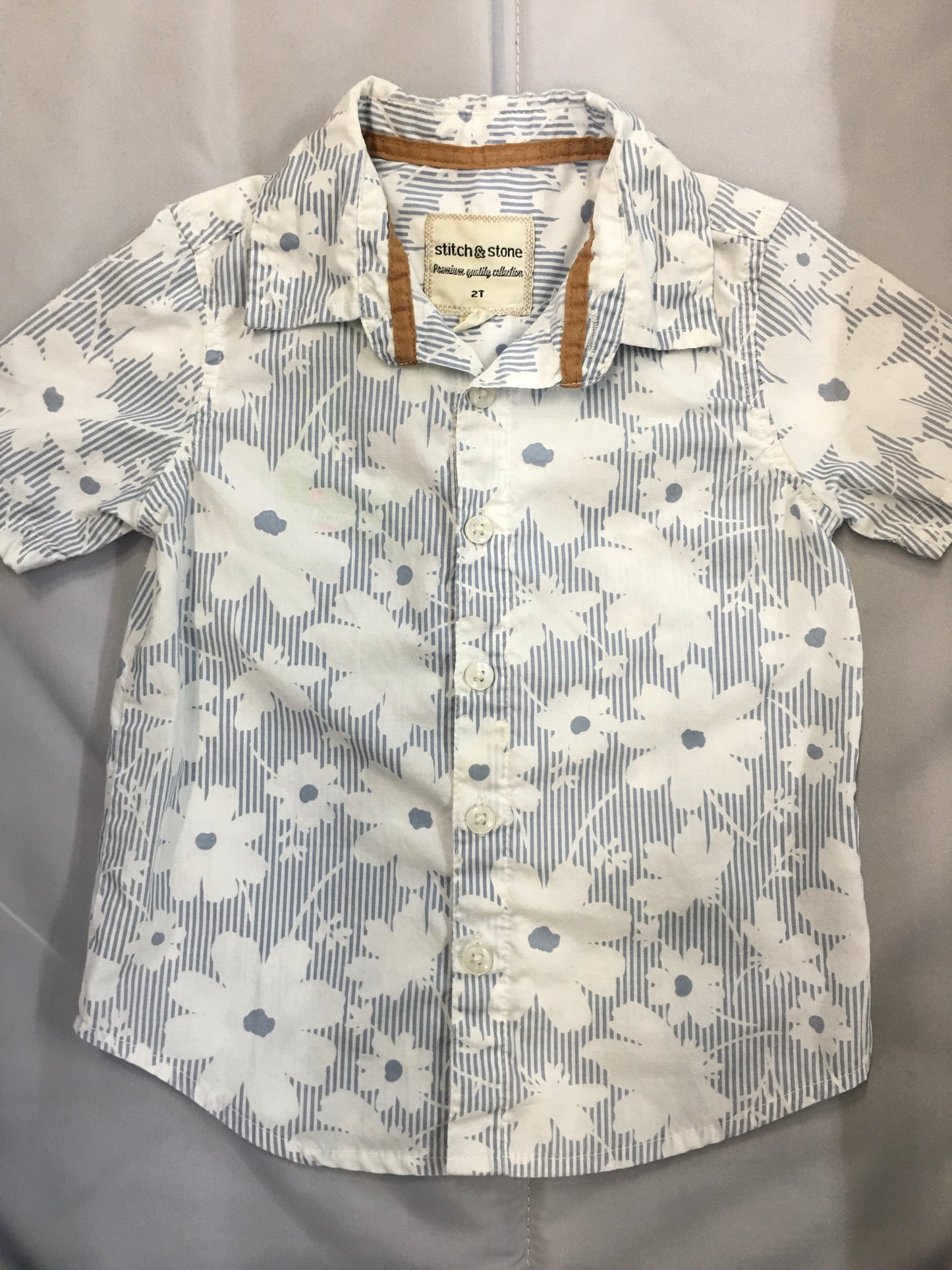 Stitch & Stone Blue and White Collared Shirt, 2t