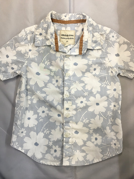 Stitch & Stone Blue and White Collared Shirt, 2t