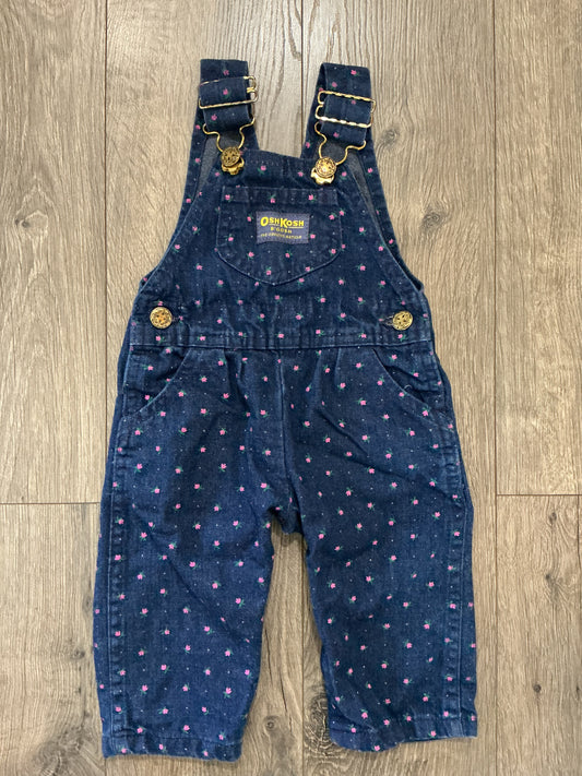 oshkosh b'gosh girls vintage Blue Floral Overalls 6-9 Mo Vestbak