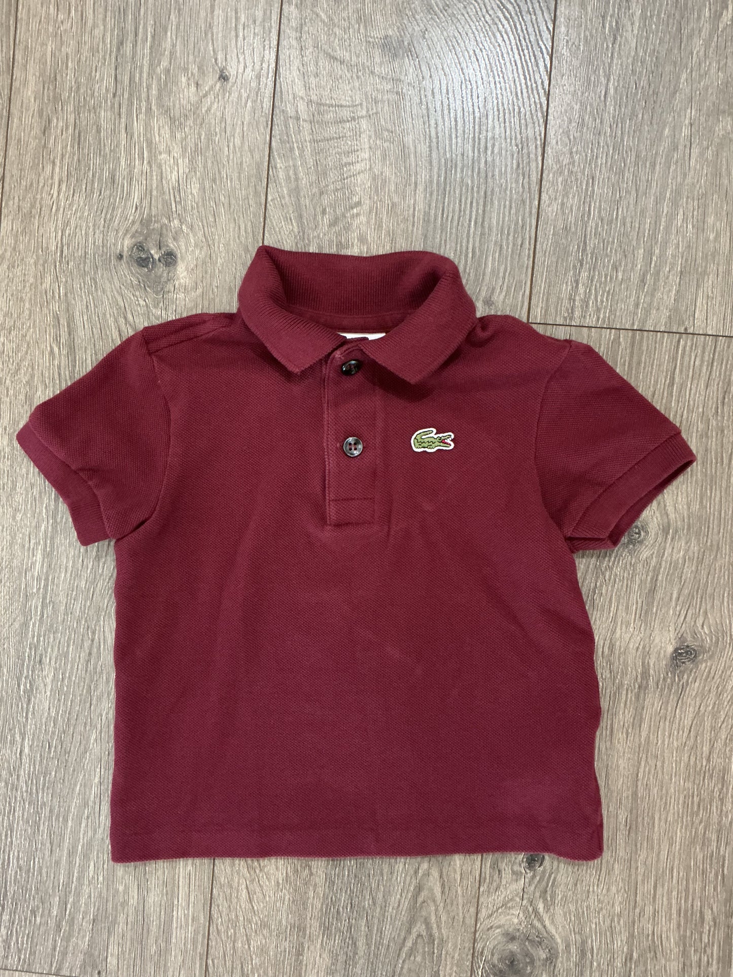 Lacoste Classic Pique Polo Shirt Maroon Short Sleeve Polo Shirt Boys 2 Years